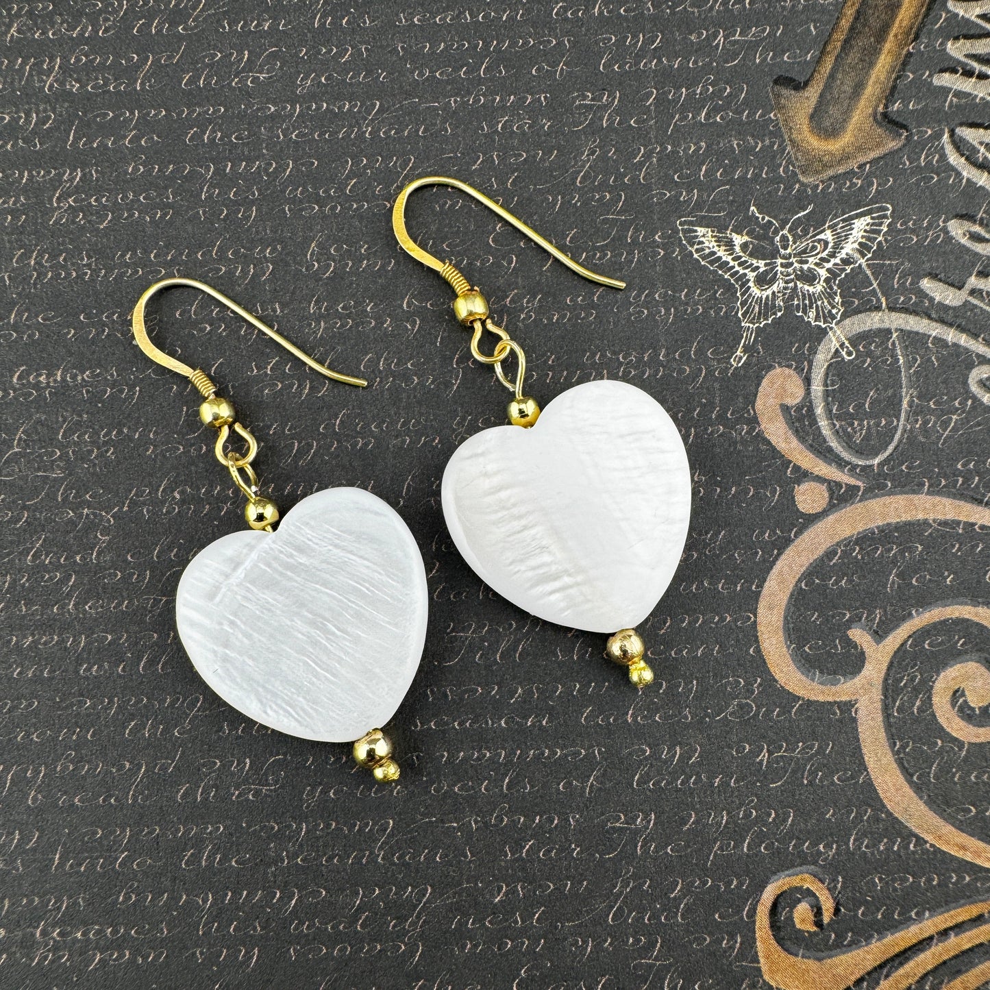 Heart Mother of Pearl Earrings 1.5”
