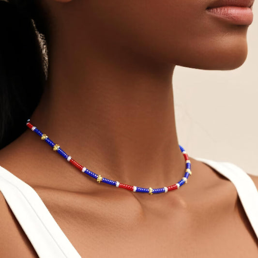 Mini-Star Seed Bead Necklace 17”