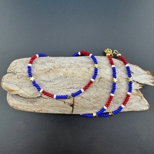 Mini-Star Seed Bead Necklace 17”