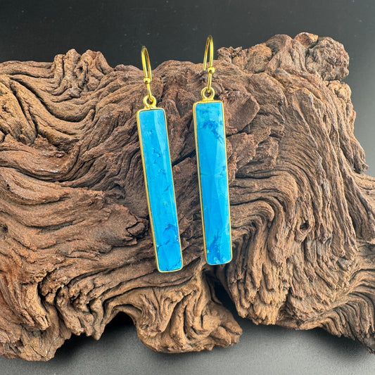 Turquoise Bar Earrings 2.25"