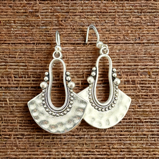 Stunning Silver Fan Earrings 2"