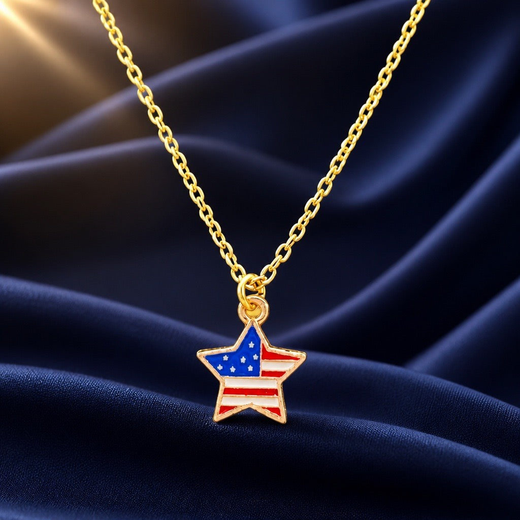 Multi Minimalist Chain Necklace with Enamel Star Charm | 18"