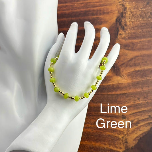 18K Gold-filled Bracelets with Faceted Glass Rondell