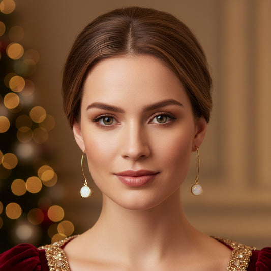 Earrings | Moonstone Rounds | 18K GF Findings | 2.75"