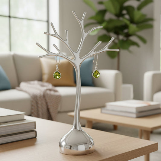 Earrings | Peridot Crystal | Silver-plated Earwires | 1"