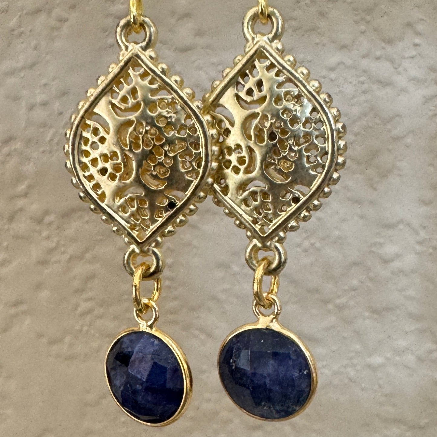 Dyed Sapphire Earrings 2.25"