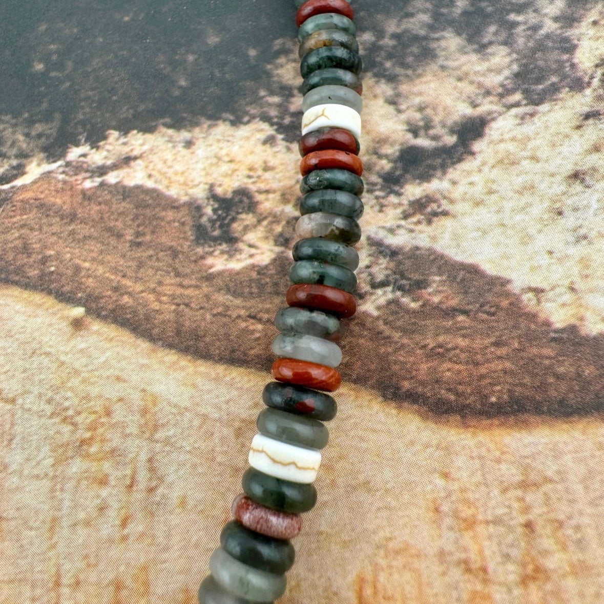 Heishi Necklace with Rustic Cross 18"