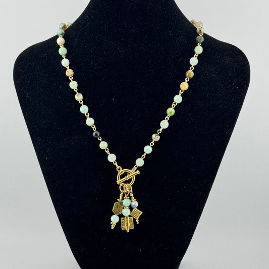 Amazonite with Charms Necklace 18”