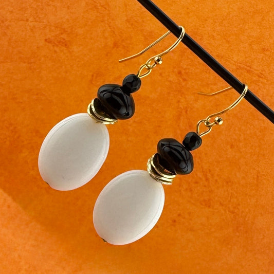 Black White Traditional Earrings 2"