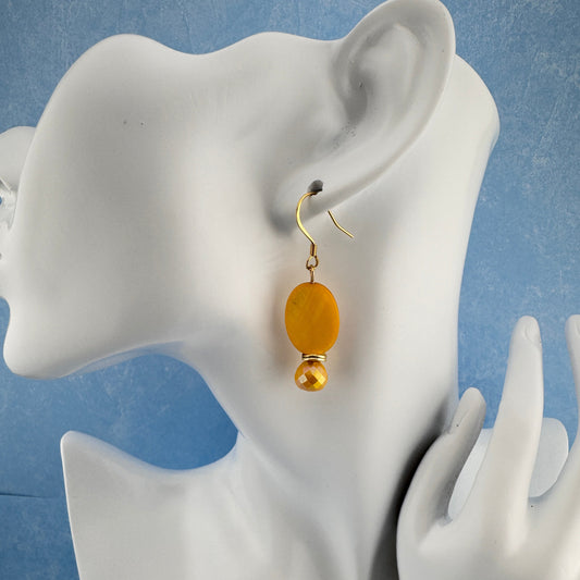Yellow Oval Earrings 2"