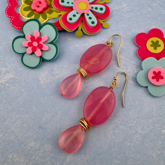 Pink Translucent Earrings 2.5"