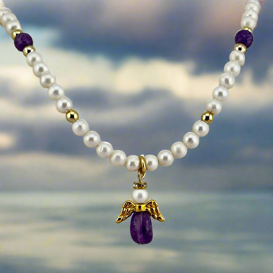 Pearl Angel Necklace 18"