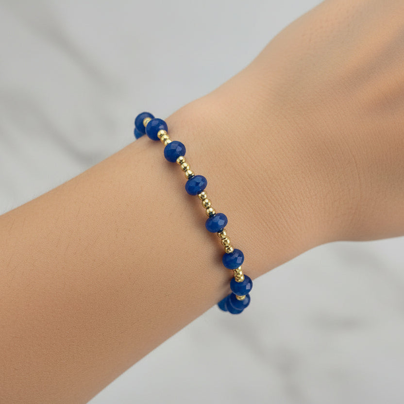 Bracelet | Minimalist | Blue Sapphire | 18K Goldfilled | Stretch