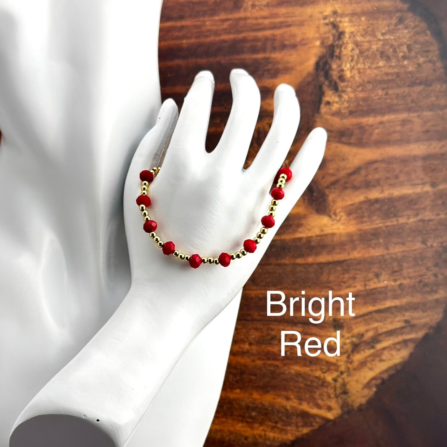Bracelet | Minimalist | Bright Red | 18K Goldfilled | Stretch