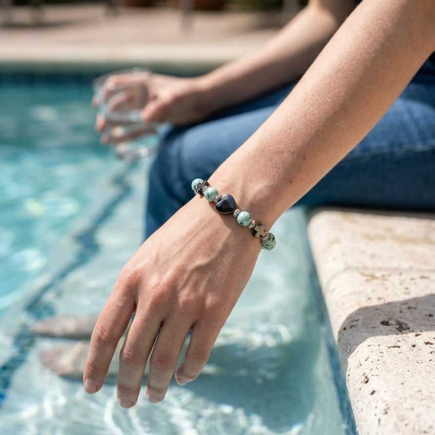 Bracelet | Turquoise | Onyx Hearts |