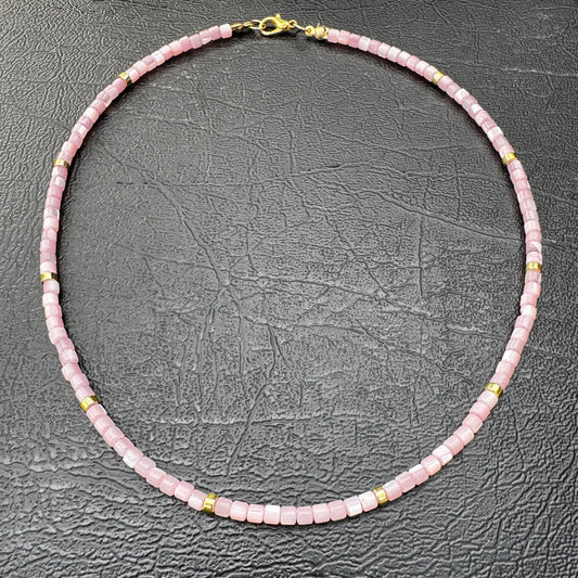 Rose Quartz Tube Necklace 16"