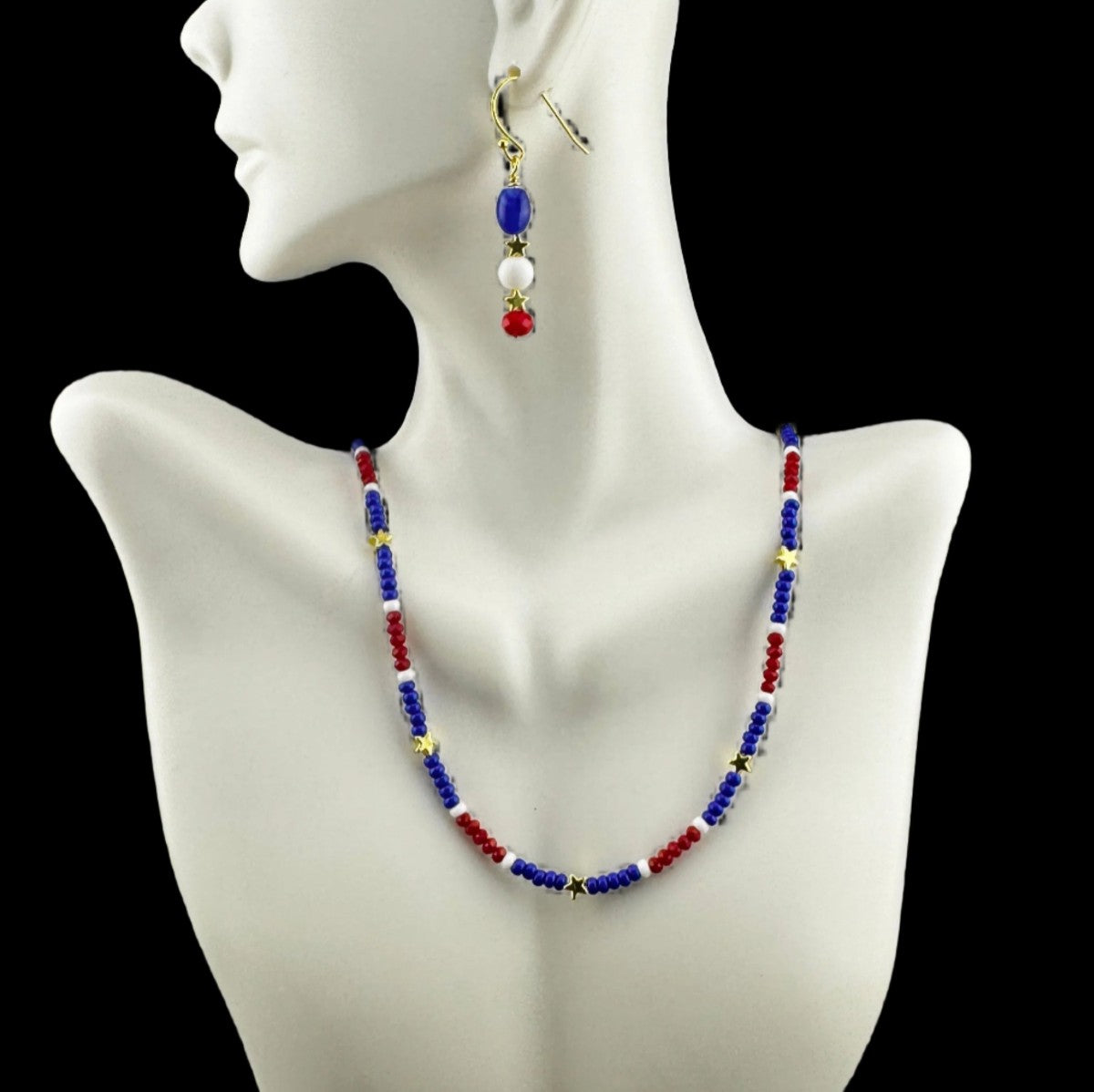 Mini-Star Seed Bead Necklace B  17”