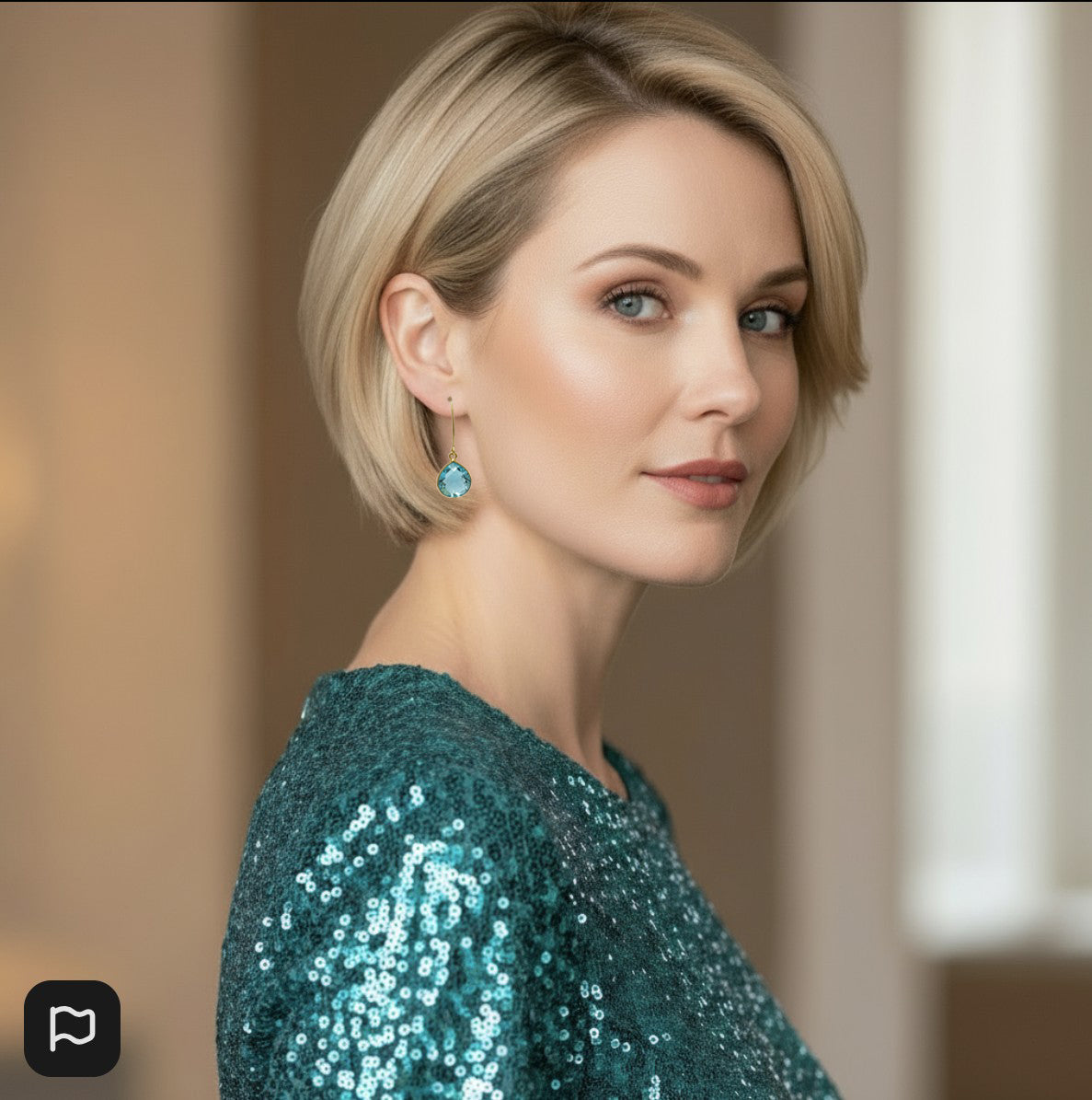 Earrings | Aqua Topaz Crystal | 18K GF Earwires 1.5"