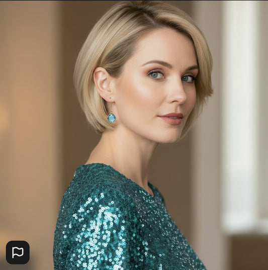 Earrings | Aqua Topaz Crystal | 18K GF Earwires 1.5"