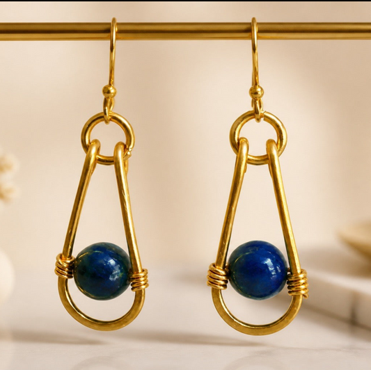 Blue Kyanite Wire-wrapped Earrings | 1.75”
