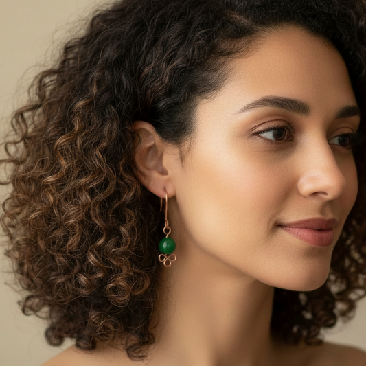 Green Jade Earrings with Enhanced Lighting
