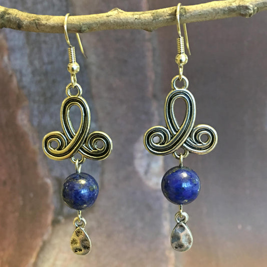 Lapis & Antique Silver Chandelier Earrings