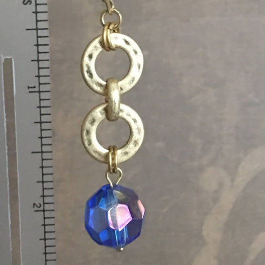 Blue Crystal Chain Link Earrings
