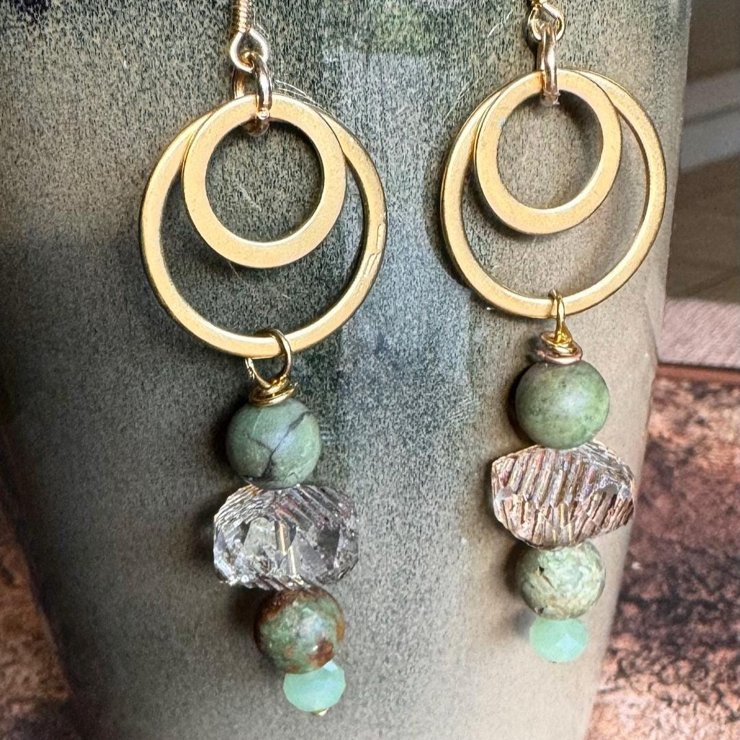 African Turquoise Earrings 3"