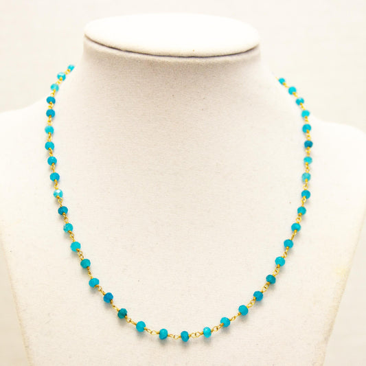 Dainty 18K Gold Plate Chain with Stones 16"