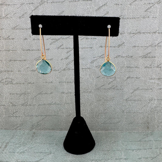 Aqua Topaz Earrings  1.5"
