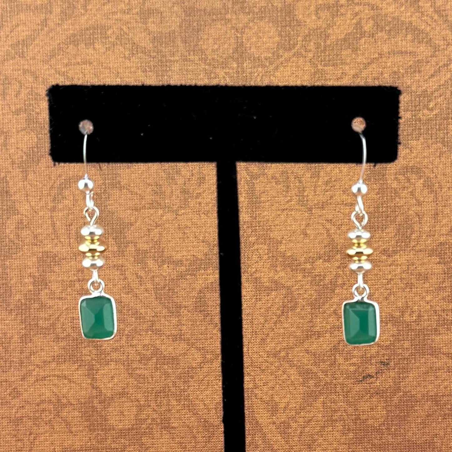 Two Toned Emerald Green Earrings 1.5"