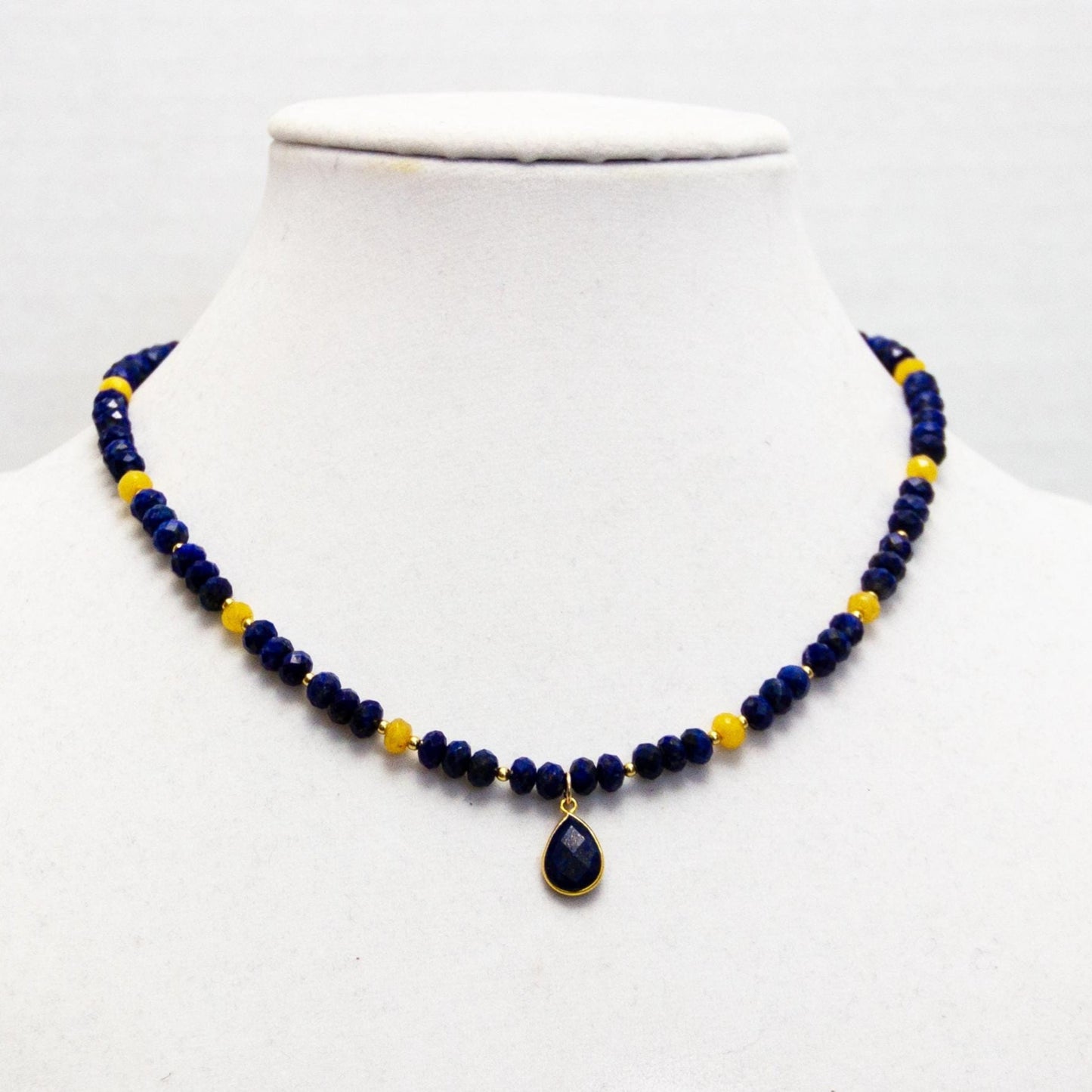 Lapis & Amber Necklace 18"