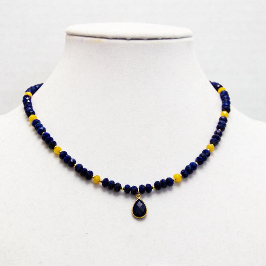 Lapis & Amber Necklace 18"