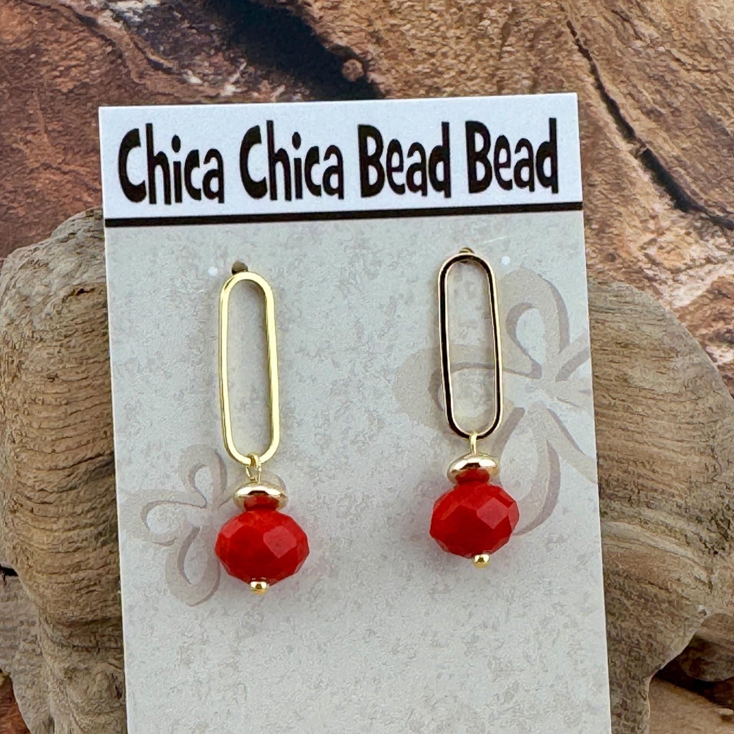 Red Czech Earrings  1.25"