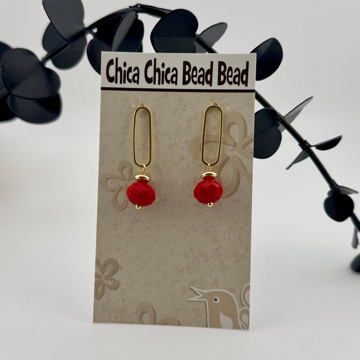 Red Czech Earrings  1.25"