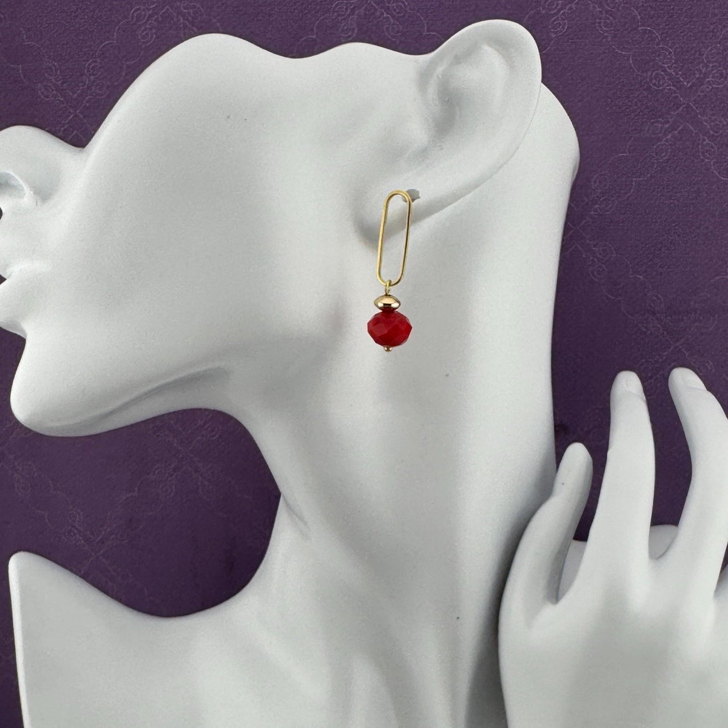Red Czech Earrings  1.25"