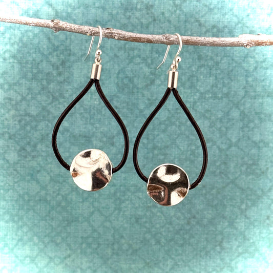 Leather Freshwater Pearl Earrings 2.5"