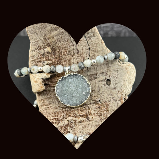 Moonstone & Hematite Necklace 18”