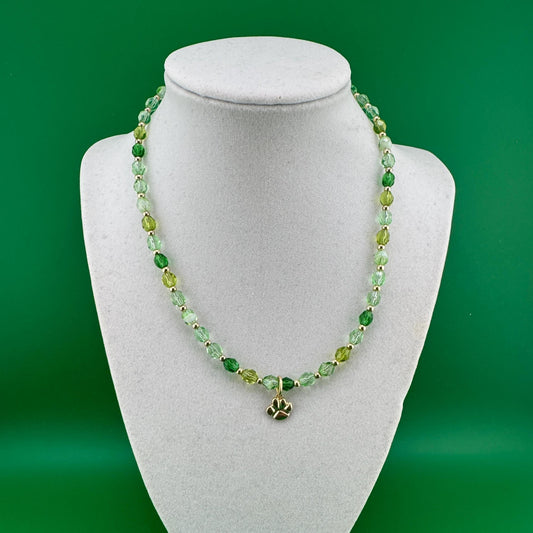 Green Paw Print Necklace  16"