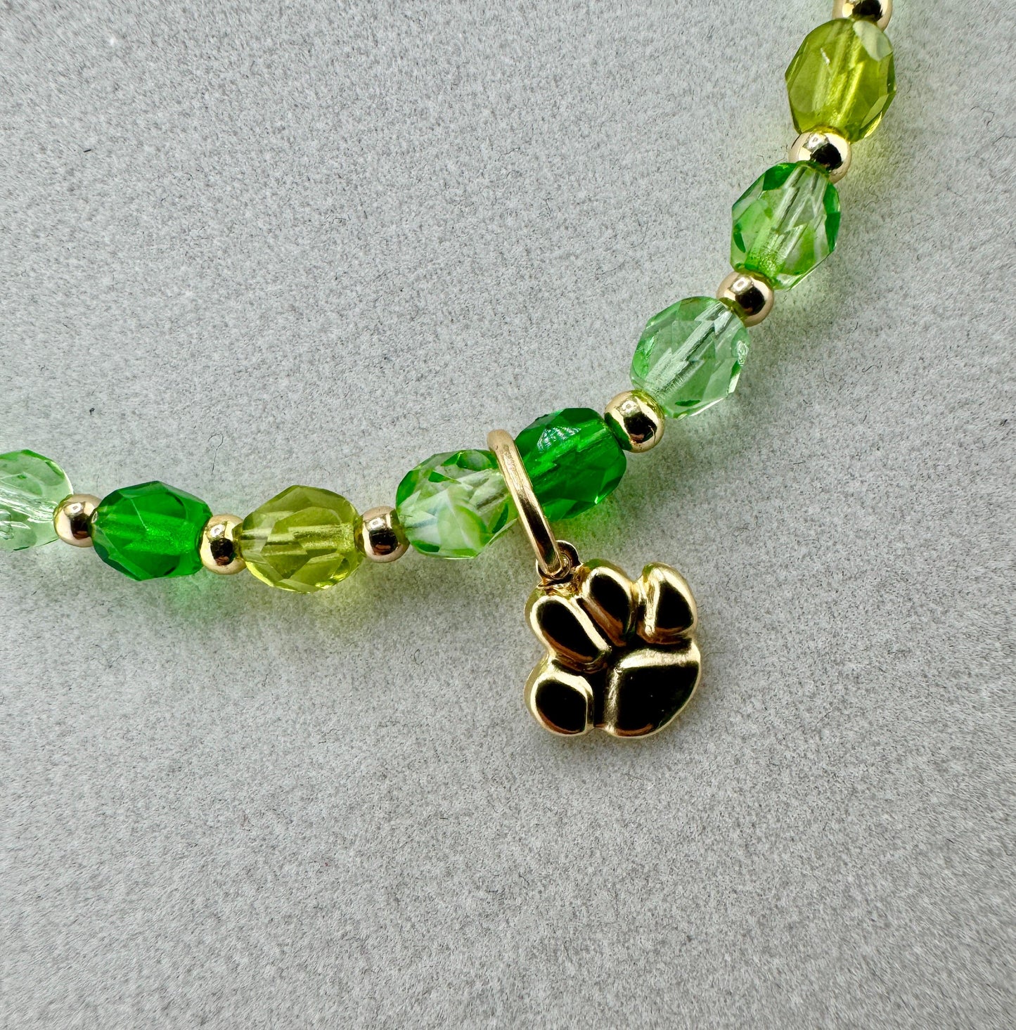 Green Paw Print Necklace  16"